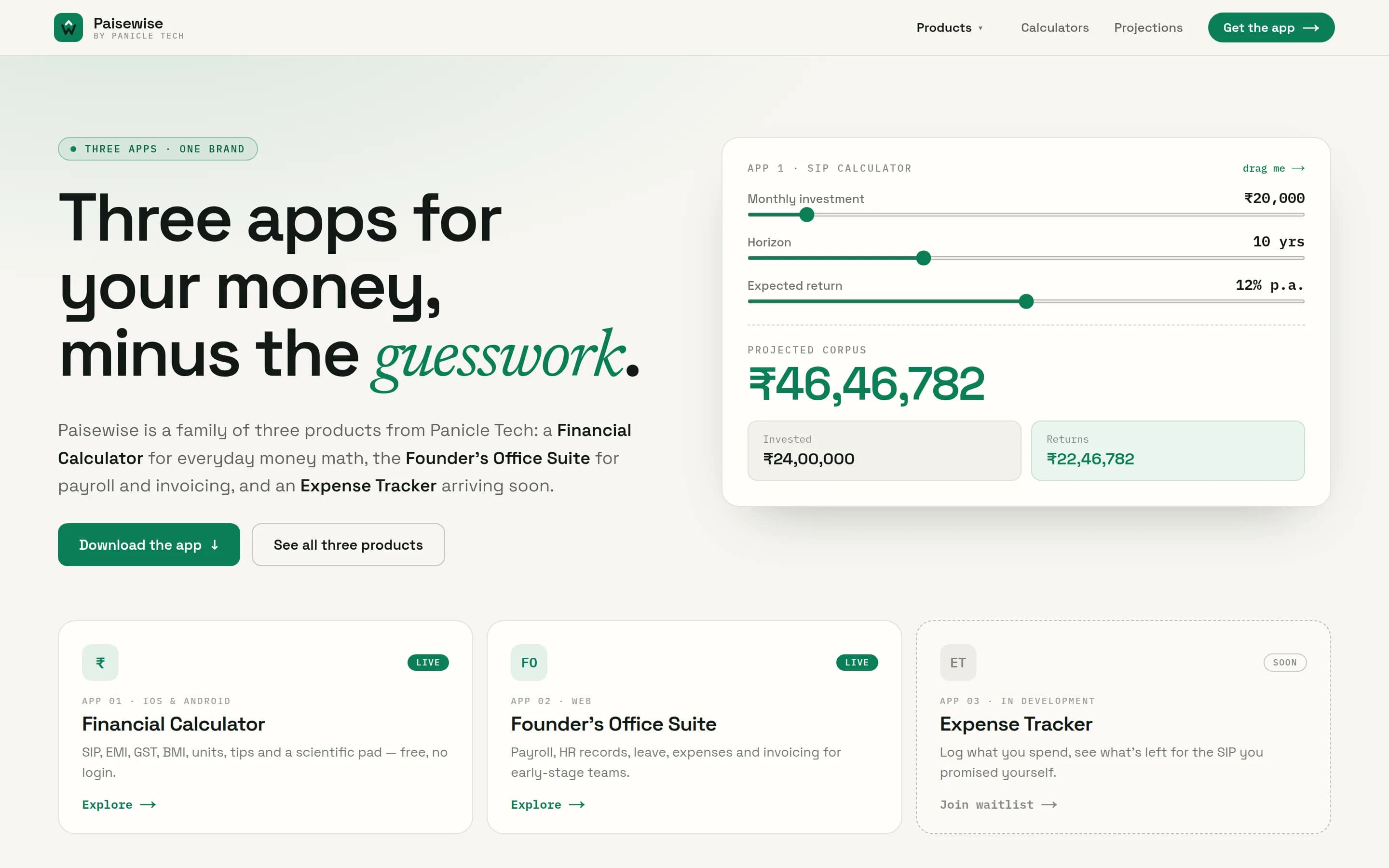 Paisewise website screenshot