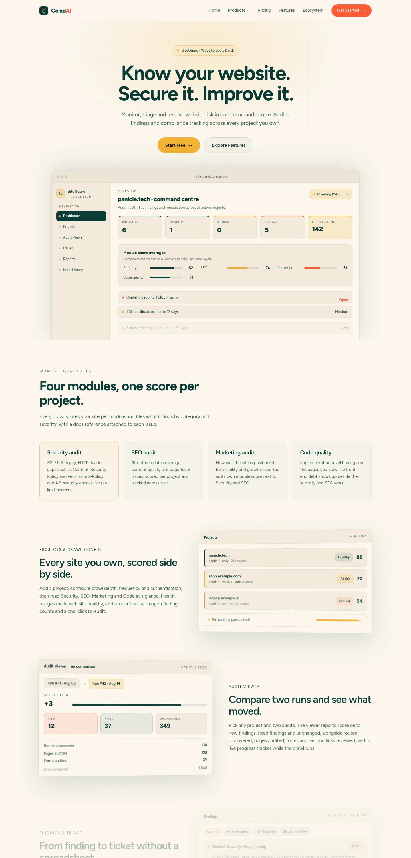 SiteGuard website, full page